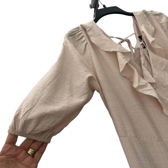 SIMPLEE SZ LARGE MAXI RUFFLED, WRAP AROUND BOHO CASCADING FLOWING DRESS. - Picture 5 of 10